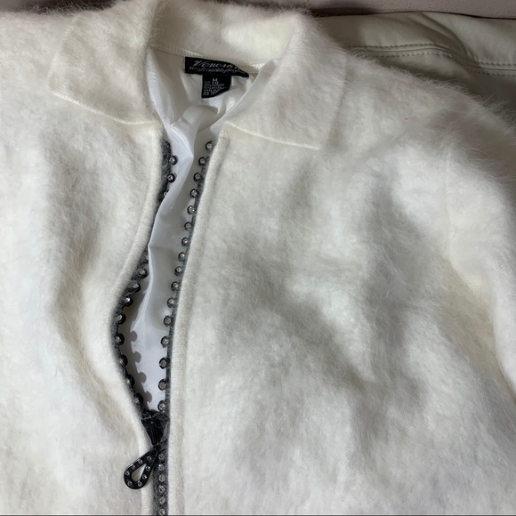 Venesha Angora Fur Sweater Jacket Soft Zip Front - Picture 5 of 7